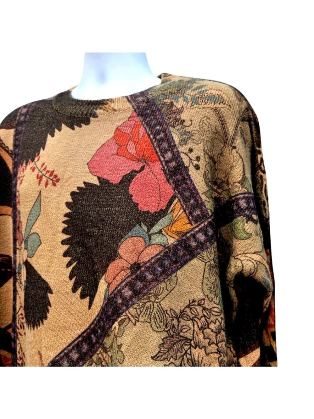 Yuma Chinese Brand Vintage Graphic Print Knit Pullover Sweater Unisex XXL - Picture 5 of 11